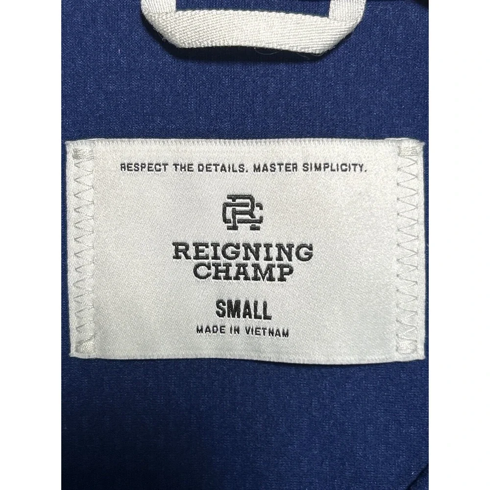 Reigning Champ Mens Blue‎ Textured Knit Short Sleeve Polo Shirt Size Small